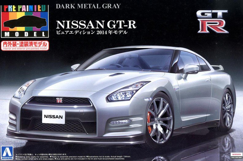 Aoshima 1/24 NISSAN GT-R 2014 PRE-PAINTED METALLIC GREY BODY SHELL 01135