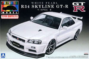 Aoshima 1/24 R34 Skyline GT-R V-spec II (White Pearl) (Model Car) 008607