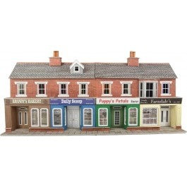 Metcalfe PO272 00/H0 Low Relief Red Brick Shop Fronts