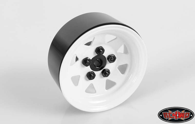 RC4WD 5 Lug Wagon 1.9 scale Steel Stamped Beadlock Wheels WHITE Pin Mount realistic[(1) ONE WHEEL