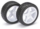 Absima 1:10 Buggy Wheels and Tyres - Street Tyres - White 5 Spoke Front Wheels - Pair (2)