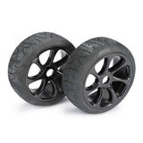 Absima 1/8 Street 7 Spoke 17mm Black Wheel and Tyre Set (Pack of 2 Wheels)