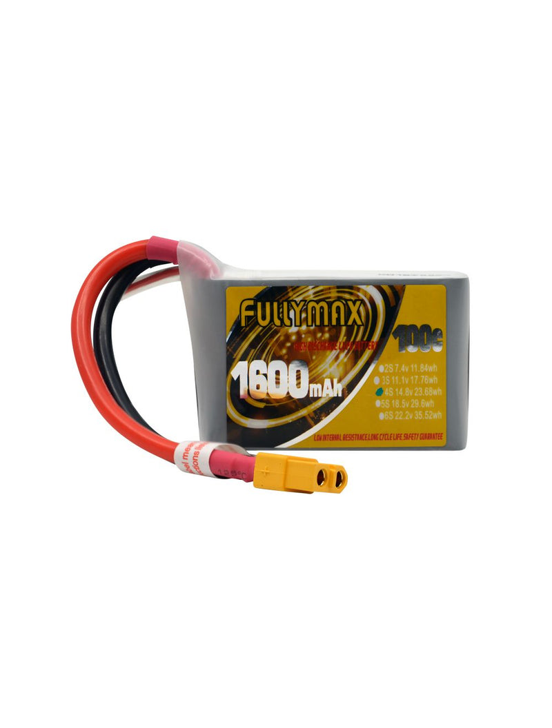 Fullymax 1600mAh 14.8V 4S 100C FPV LiPo Battery