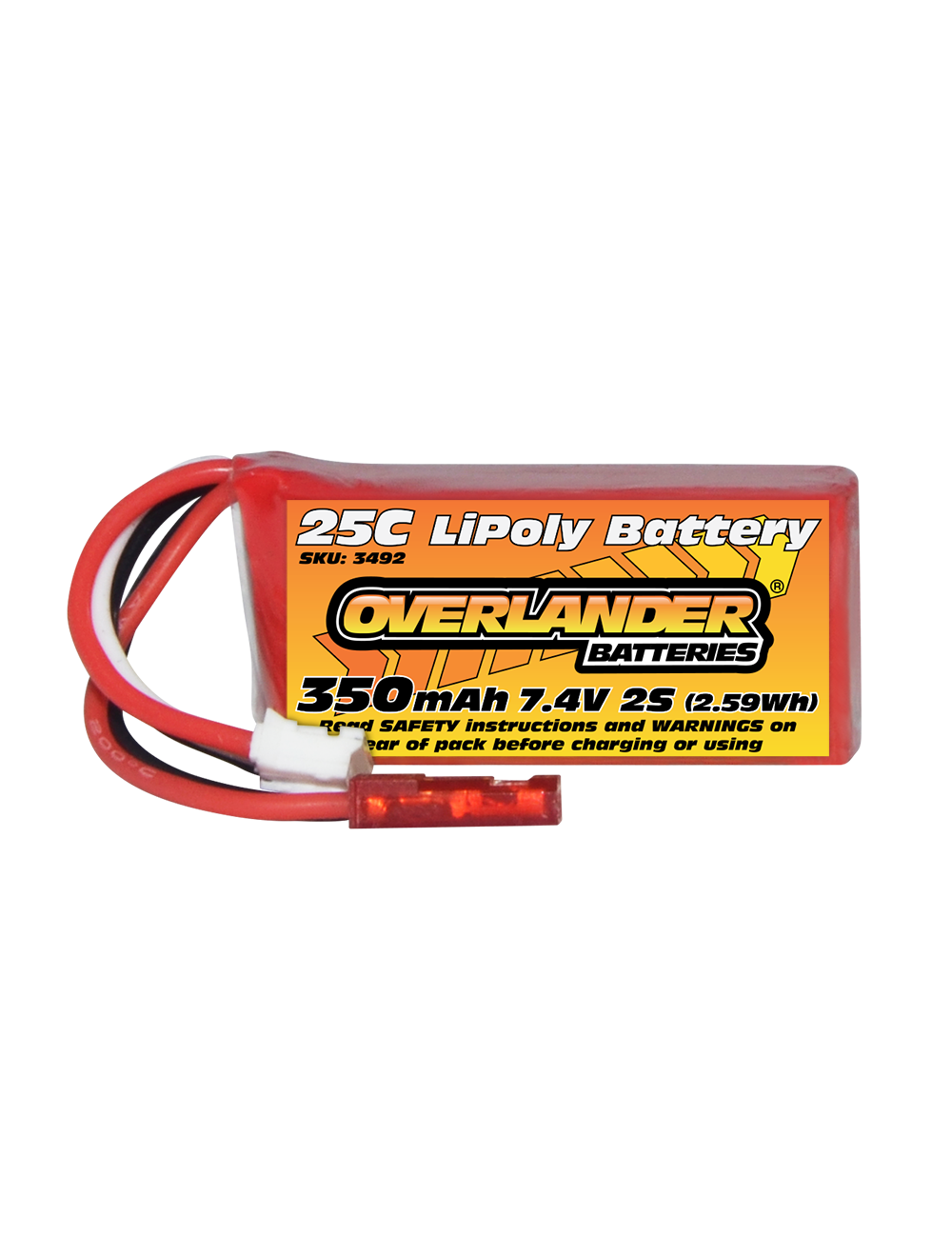 350mAh 7.4V 2S 25C LiPo Battery