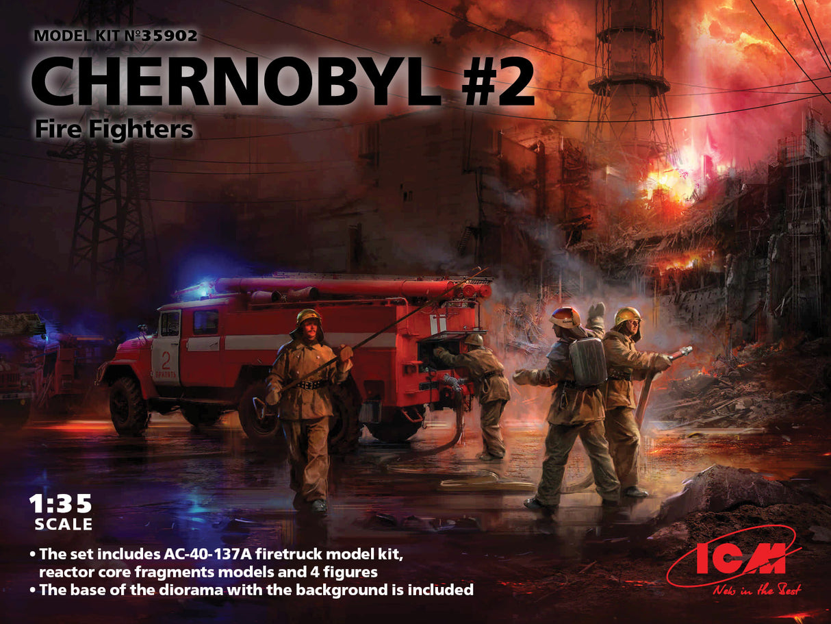 ICM 1/35 Chernobyl 2 Fire Fighters with background 35902