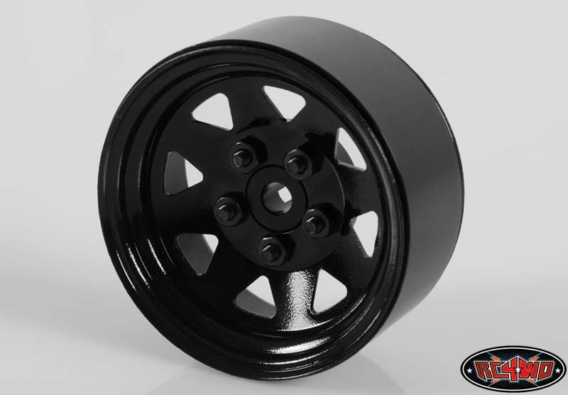 RC4WD 5 Lug Wagon 1.9 scale Steel Stamped Beadlock Wheels BLACK Pin Mount realistic[(1) One WHEEL]