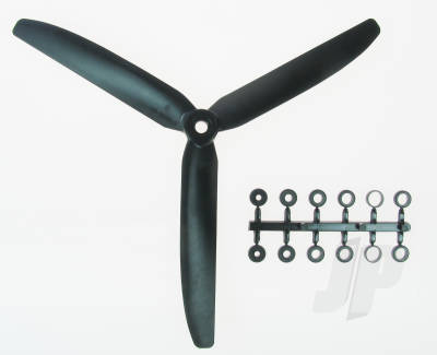 Scale Propeller 9 x 5 3-Blade Black Opposite Rotation