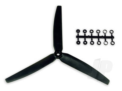 Scale Propeller 10 x 6 3-Blade Black Opposite Rotation