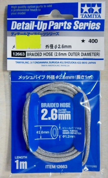 Tamiya 1/12 Braided Hose 2.6mm outer diameter 12663