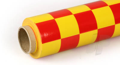 Oracover (Profilm) Covering Cheq. Large Yellow/Red10 metre