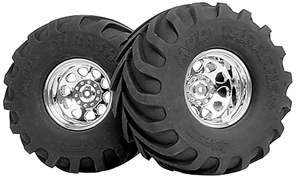 HPI MOUNTED MUD THRASHER TIRES on Classic King Wheel (Chrome) 4707