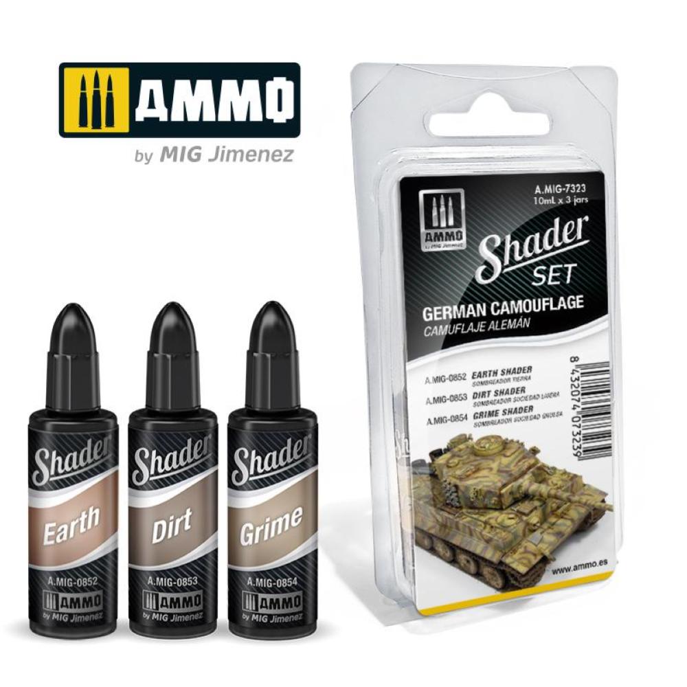 Ammo Mig Shader Set German Camouflage 3 jar 10mL