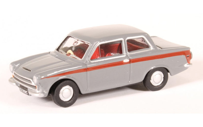 Oxford Diecast 1/76 OO Gauge Ford Cortina Mk1 Lombard grey/red 76COR1008