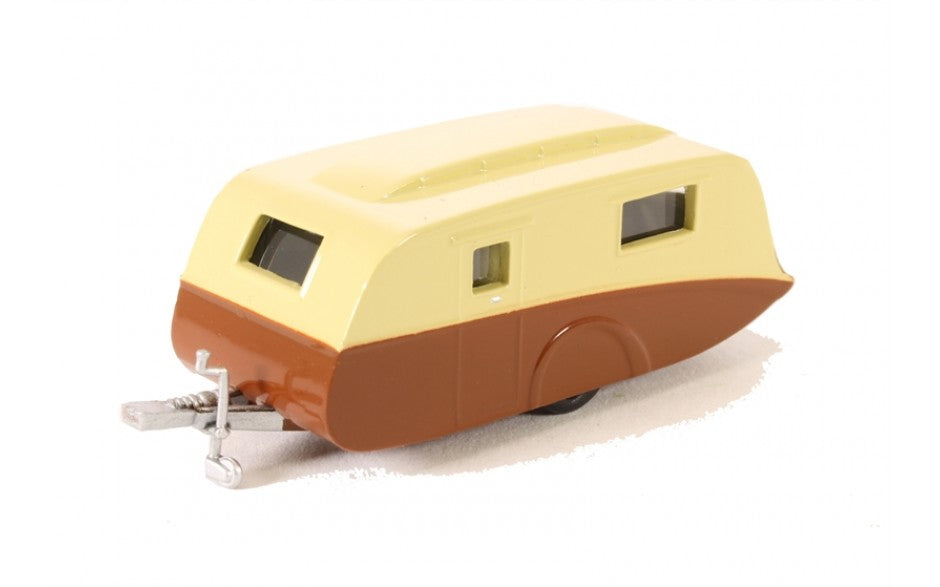 Oxford Diecast 1/76 OO Gauge Caravan in cream & brown 76CV003