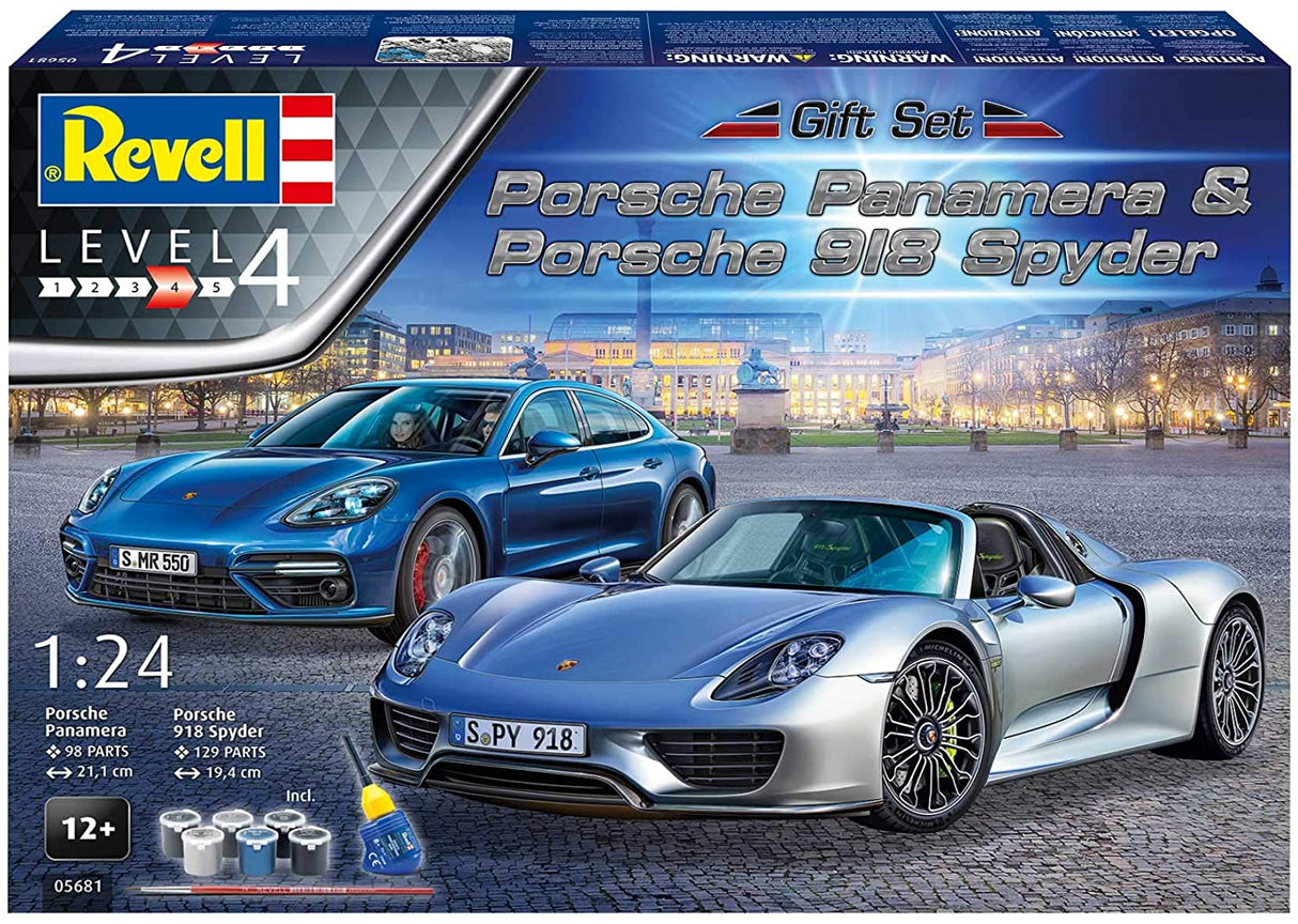 Revell 1:24 Gift Set - Porsche Panamera and 918 Spyder Model Kit Gift Set