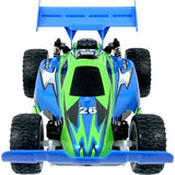 Radio Control car 1:14 scale with battery and charger for indoor use 27mhz Blue Green