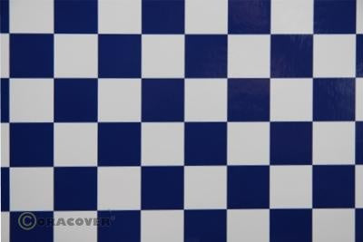 2m Oracover Fun-5 Large 52mm Chequered White/Dark Blue (5523790)