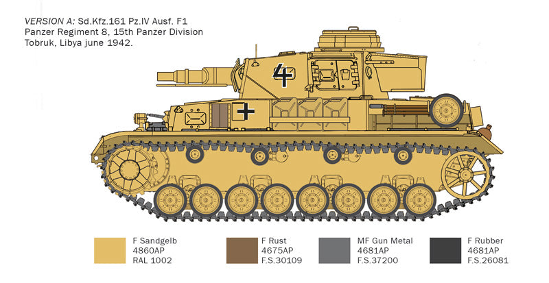 Italeri 1/35 Pz.Kpfw. IV F1/F2/G kit with Afrika Korps Infantry (El Alamein 1942 2022) 6593