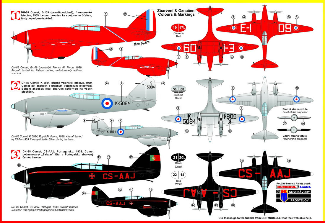 Kovozavody Prostejov 1/72 De Havilland DH-88 Comet in RAF & Foreign Service KPM72101