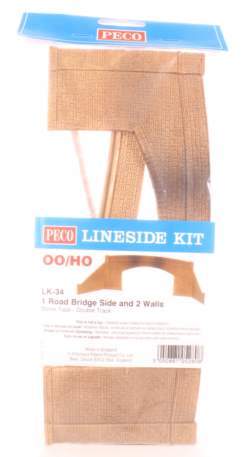 Peco Products LK-34 Road bridge sides. Stone type for double track