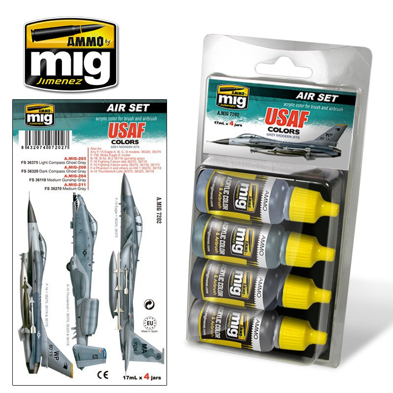 MIG7202 USAF COLOURS GREY MODERN JETS PAINT SET