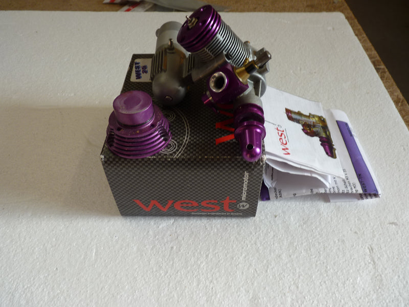 WEST 2 Stroke Glow COMBAT 25 engine - NEW ENGINE - SECOND HAND inc. Silencer