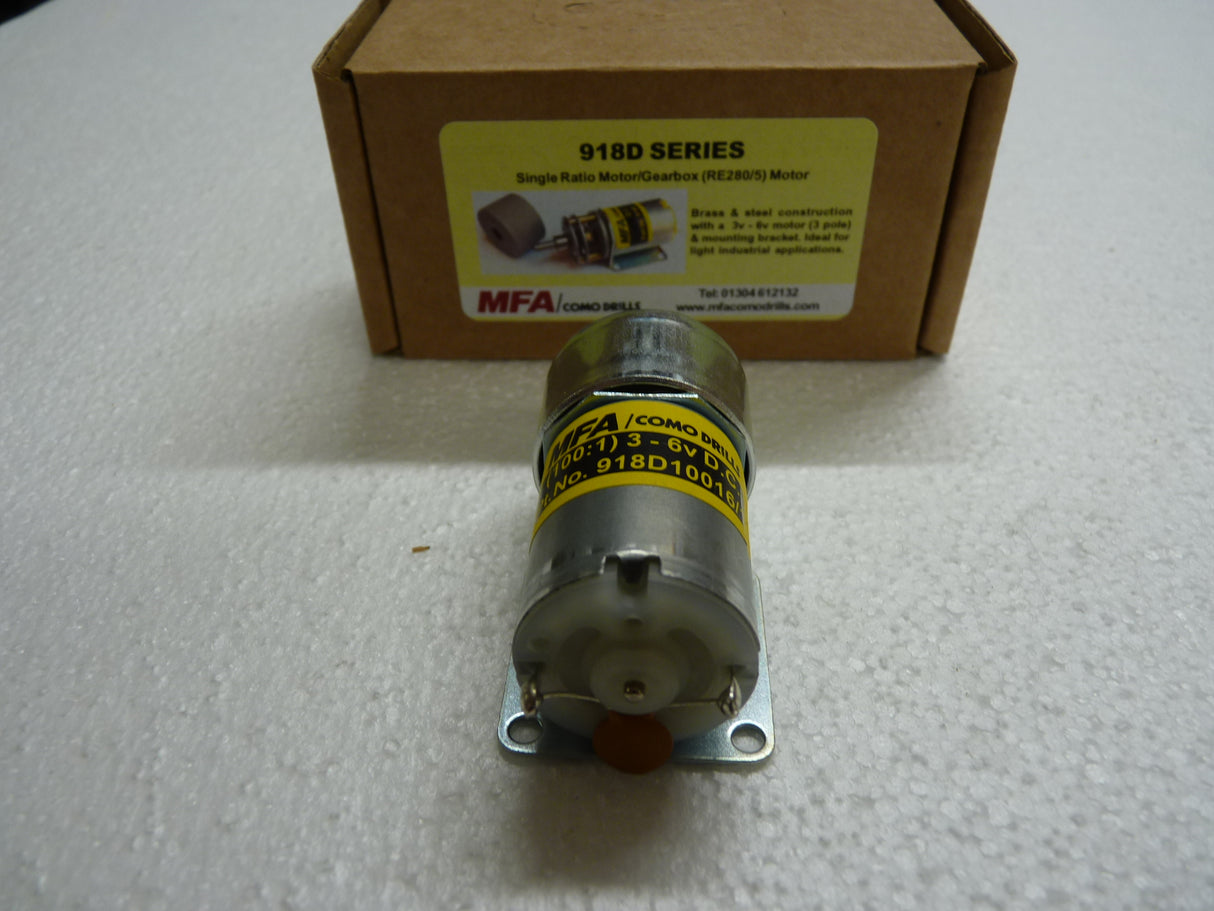 MFA Geared Motor Single Ratio 100:1 6v DC Motor. 4mm Output Shaft