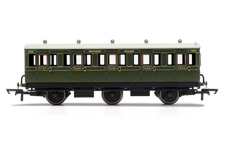 Hornby R40132 SR  6 Wheel Coach  3rd Class  Fitted Lights  1908 - Era 3
