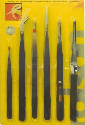 Rolson 6pc Stainless Steel Tweezers