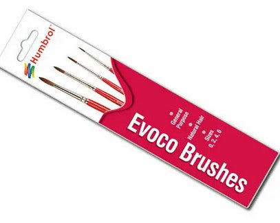 Humbrol Evoco Brush Pack - Size 0/2/4/6 - pack of 4