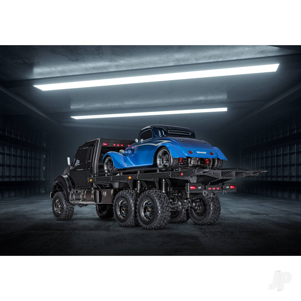 Traxxas Black TRX-6 Ultimate RC Hauler 1:10 6X6 Electric Flatbed Truck with Pro Scale Winch (+ TQi 4-ch/XL-5 HV/Titan 550)