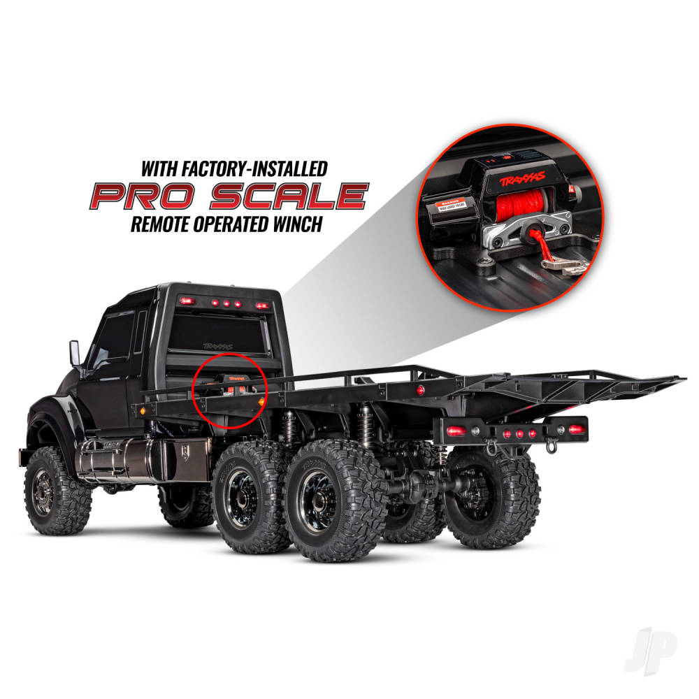 Traxxas Black TRX-6 Ultimate RC Hauler 1:10 6X6 Electric Flatbed Truck with Pro Scale Winch (+ TQi 4-ch/XL-5 HV/Titan 550)