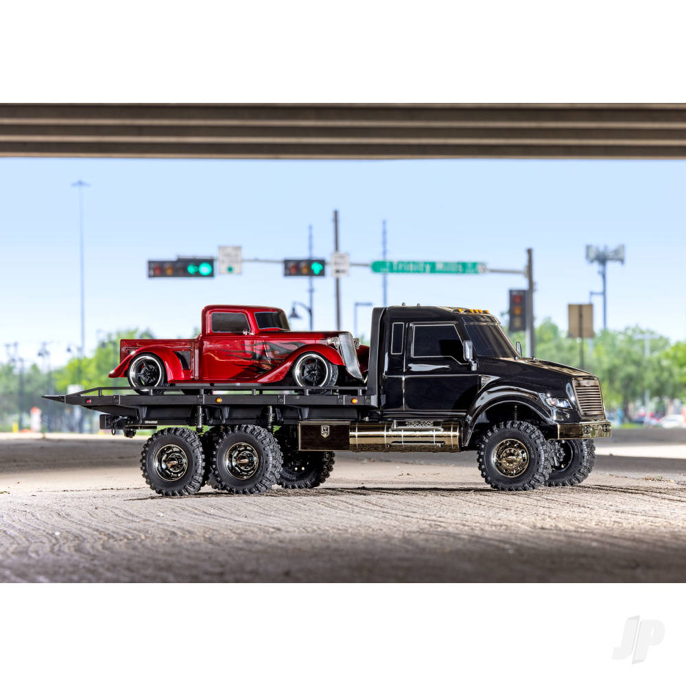 Traxxas Black TRX-6 Ultimate RC Hauler 1:10 6X6 Electric Flatbed Truck with Pro Scale Winch (+ TQi 4-ch/XL-5 HV/Titan 550)