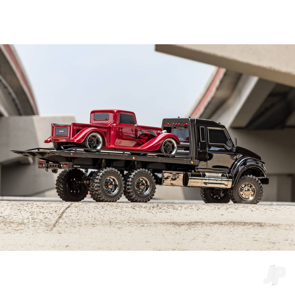 Traxxas Black TRX-6 Ultimate RC Hauler 1:10 6X6 Electric Flatbed Truck with Pro Scale Winch (+ TQi 4-ch/XL-5 HV/Titan 550)