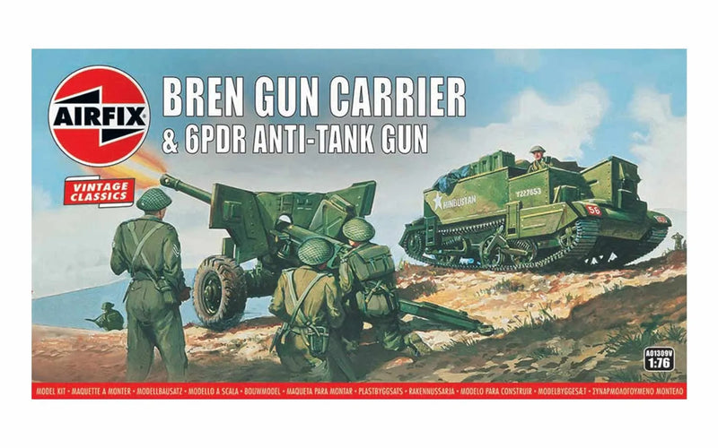 Airfix Vintage Classics 1/76 Bren Gun Carrier and 6PDR Anti- Tank Gun A01309V