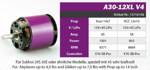 Hacker A30-12XL V4 Brushless Motor 15716108 550W - 681 watt
