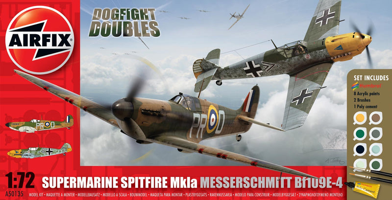 Airfix 1/72 Spitfire MkIa and Messerschmitt Bf109E-4 Dogfight Doubles Gift Set A50135