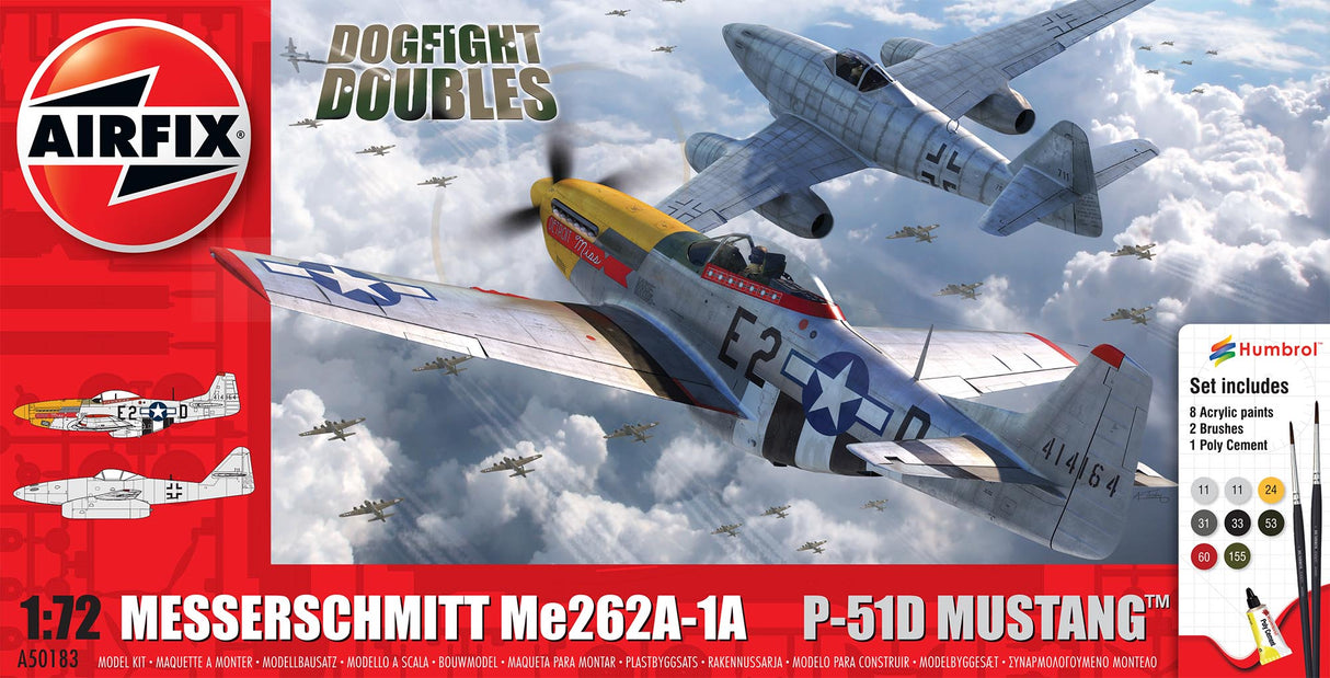 Airfix 1/72 Messerschmitt Me262 & P-51D Mustang Dogfight Double A50183