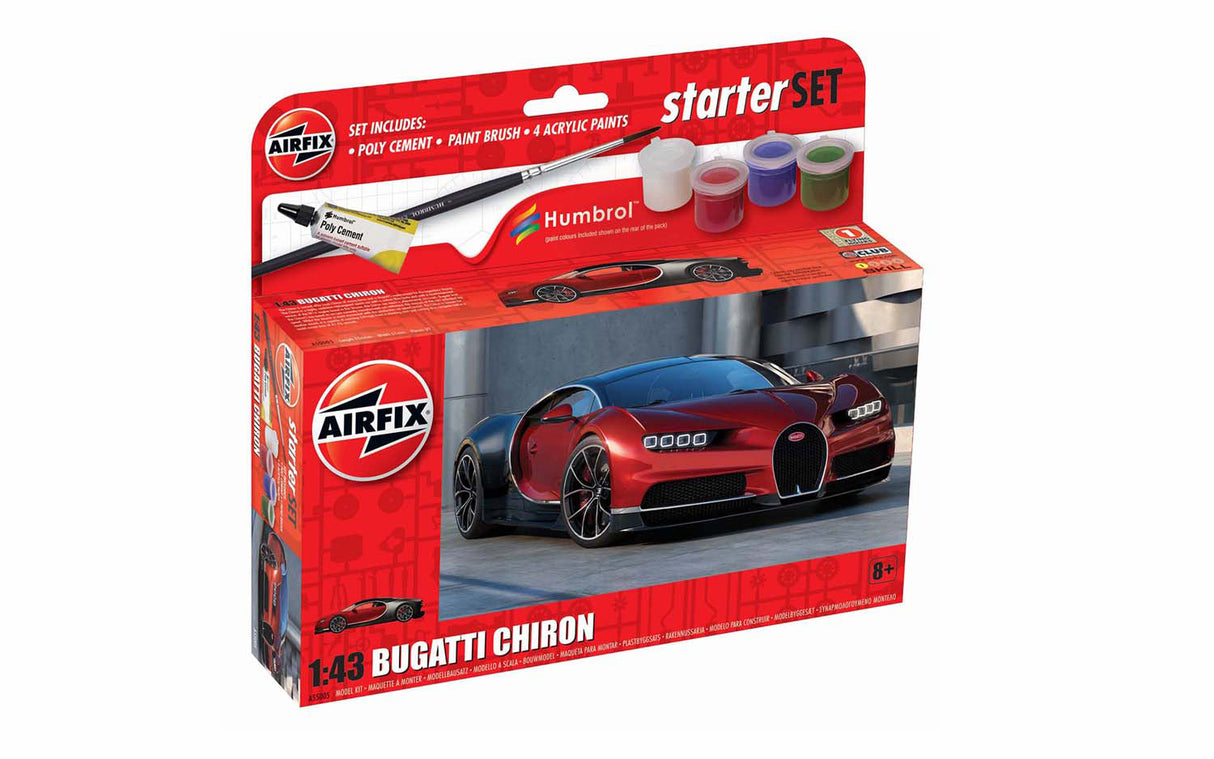 Airfix 1/43 Bugatti Chiron Model Kit Starter Set A55005