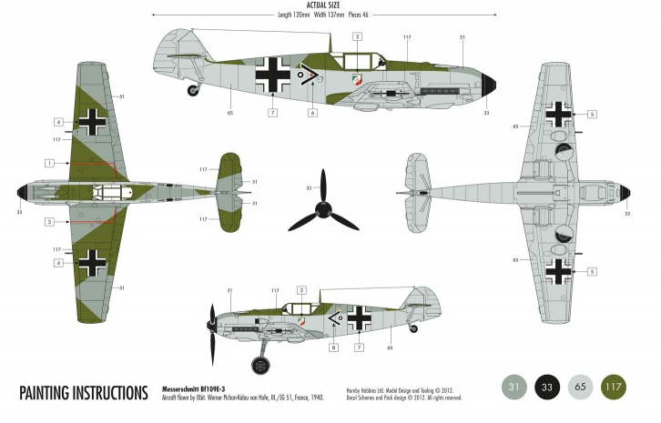 Airfix 1/72 Messerschmitt Bf109E-3 Starter Set A55106