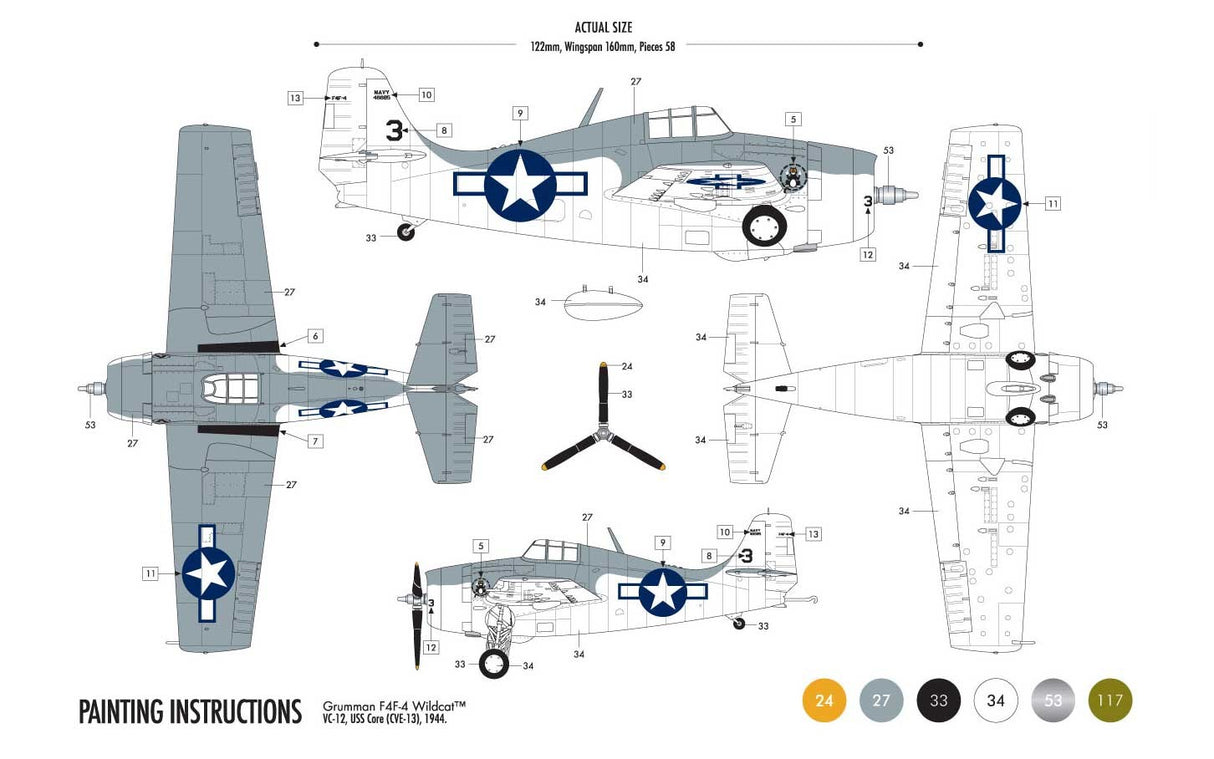 1/72 Airfix Grumman F4F-4 Wildcat Starter Set - A55214
