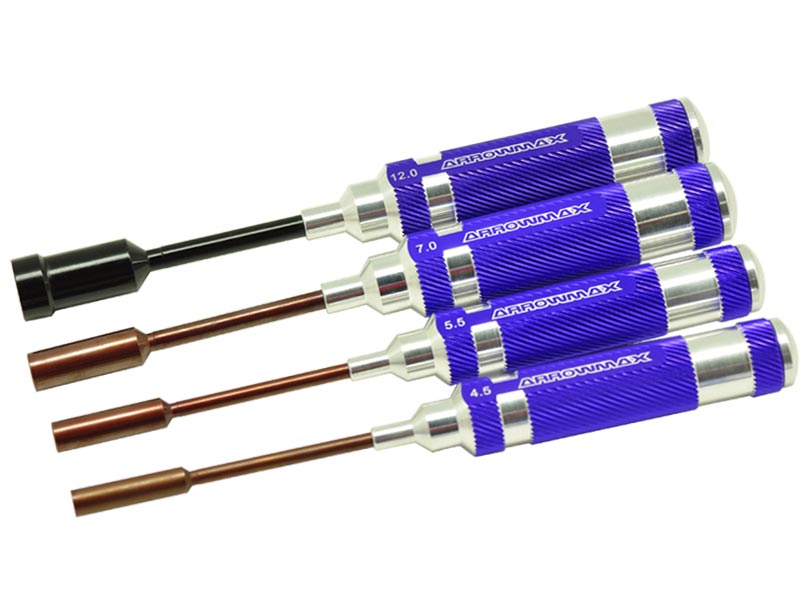 Arrowmax NUT DRIVER SET 4.5 5.5 7.0 & 12.0 X 100MM  4PCES
