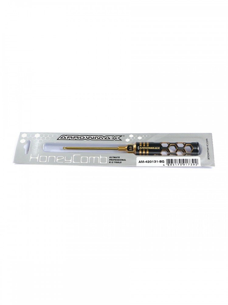 Arrowmax BALL DRIVER HEX WRENCH 3.0 X 100MM BLACK GOLDEN