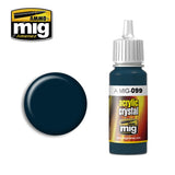 Ammo Mig Jimenez Acrylic 17ml Paint CRYSTAL BLACK BLUE (AND TAIL LIGHT OFF)