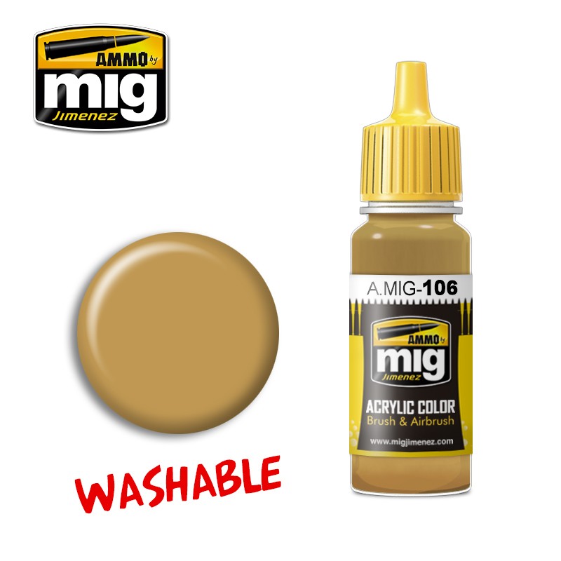 Ammo Mig Jimenez Acrylic 17ml Paint WASHABLE SAND (RAL 8020)