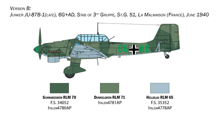 Italeri 1/48 Junkers JU-87B Stuka - Battle of Britain 80th Anniversary Edition IT2807