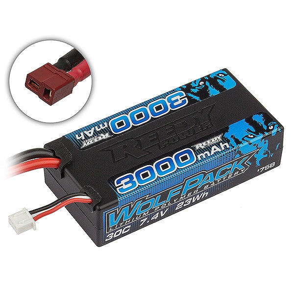 REEDY WOLFPACK LIPO 3000MAH30C 7.4V SHORTY W/T-PLUG