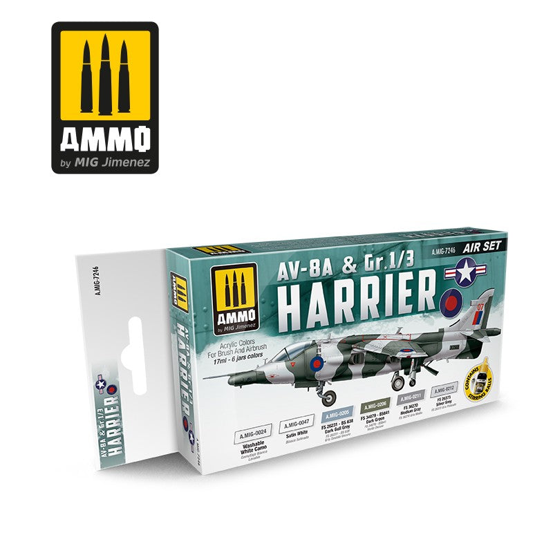 Ammo MIG AV-8A US MARINES - Gr.1/3 HARRIER UK RAF SET 7246