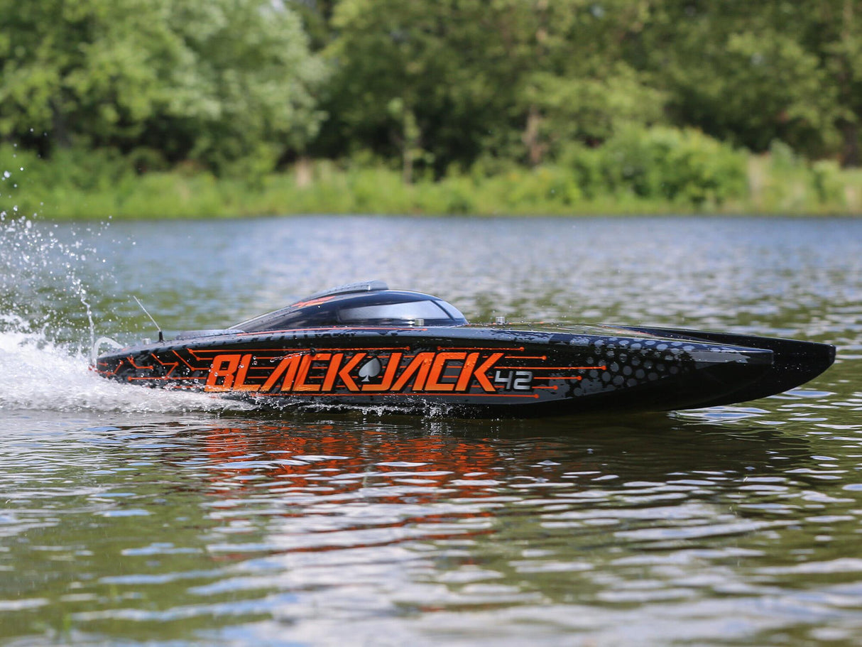 Blackjack 42 Inches 8S Brushless Catamaran RTR: Black/Orange