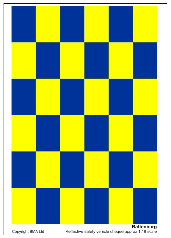 Becc Battenburg Vehicle Safety Cheque Blue/Yellow 1:24 Scale